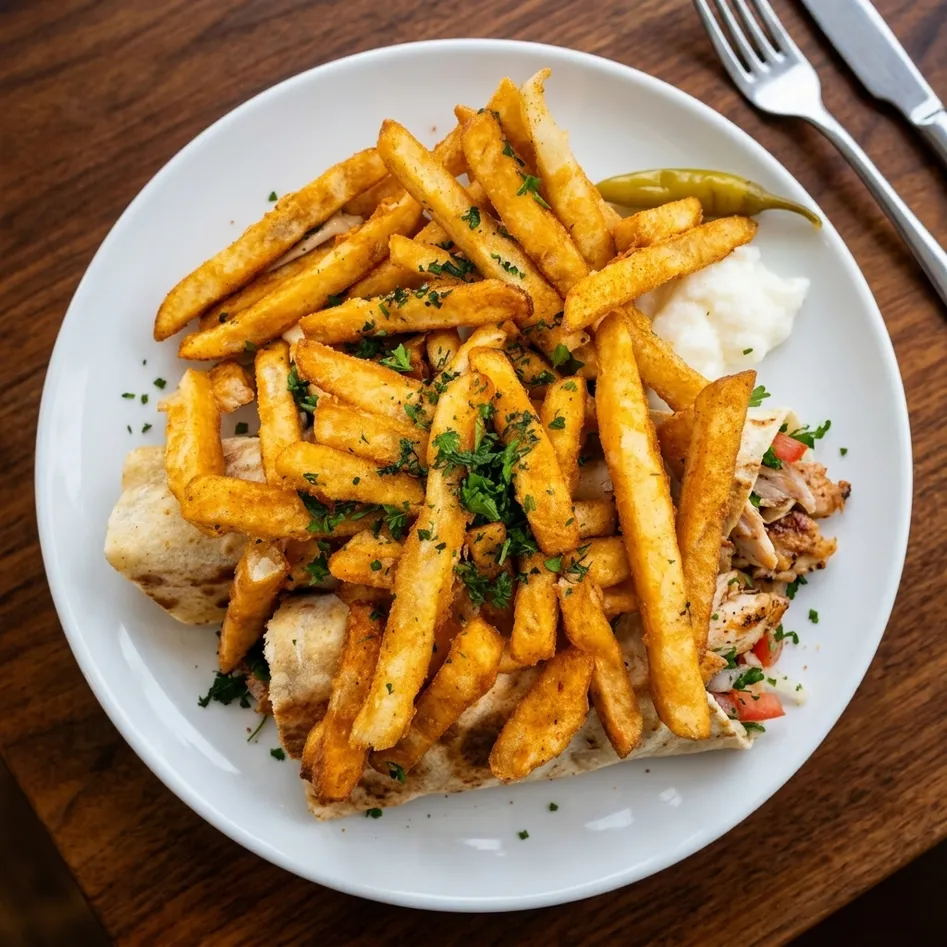 Shawarma poutine Syrian-Canadian fusion dish at Maggi's Winnipeg