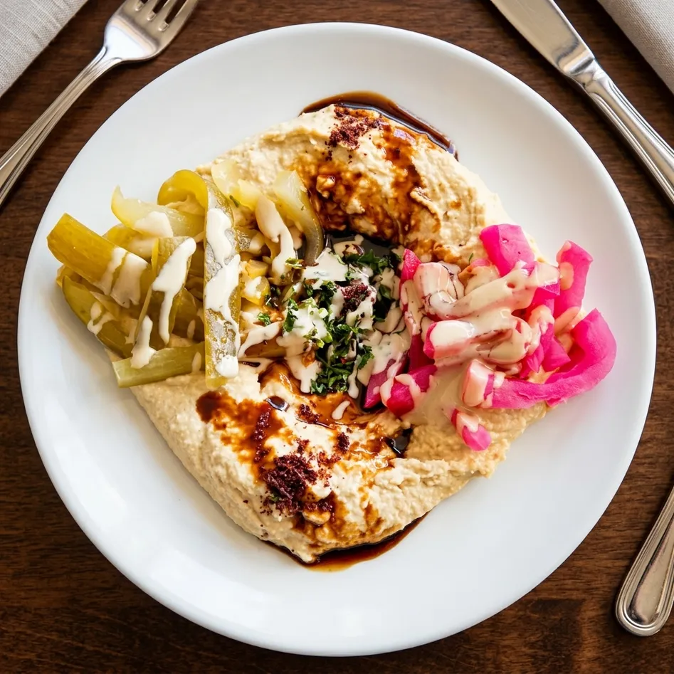 Creamy house-made hummus served at Maggi's Syrian Food Winnipeg